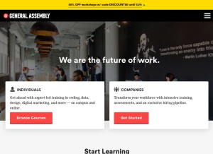 How generalassemb.ly looks like on a tablet such as an iPad.