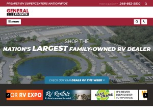How generalrv.com looks like on a tablet such as an iPad.