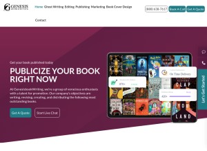 How genesisbookwriting.com looks like on a tablet such as an iPad.