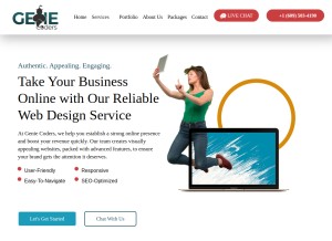 How geniecoders.com looks like on a tablet such as an iPad.