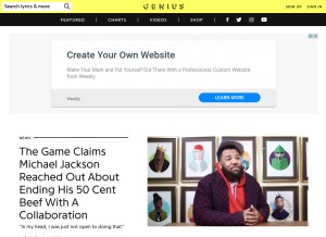 How genius.com looks like on a tablet such as an iPad.
