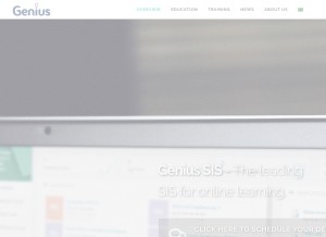 How geniussis.com looks like on a tablet such as an iPad.