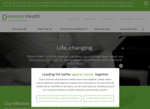 How genomichealth.com looks like on a tablet such as an iPad.