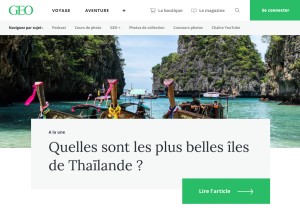 How geo.fr looks like on a tablet such as an iPad.