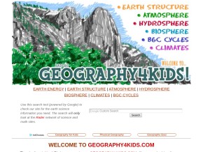How geography4kids.com looks like on a tablet such as an iPad.