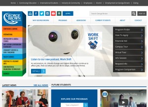 How georgebrown.ca looks like on a tablet such as an iPad.