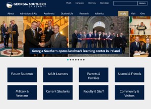 How georgiasouthern.edu looks like on a tablet such as an iPad.