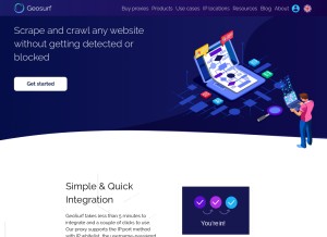 How geosurf.com looks like on a tablet such as an iPad.