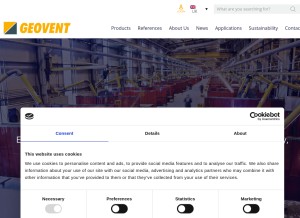 How geovent.se looks like on a tablet such as an iPad.