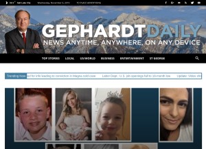 How gephardtdaily.com looks like on a tablet such as an iPad.