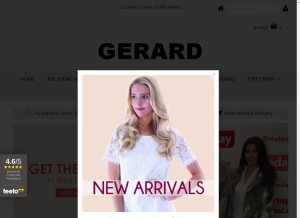 How gerardfashions.com looks like on a tablet such as an iPad.