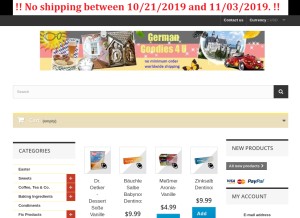 How germangoodies4u.com looks like on a tablet such as an iPad.