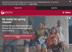 How germanna.edu looks like on a tablet such as an iPad.