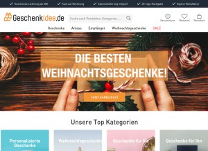 How geschenkidee.de looks like on a tablet such as an iPad.
