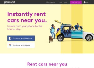 How getaround.com looks like on a tablet such as an iPad.