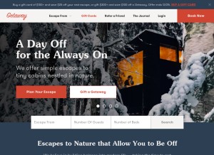 How getaway.house looks like on a tablet such as an iPad.