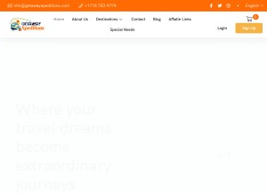 How getawayxpeditions.com looks like on a tablet such as an iPad.