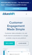 How getblueshift.com looks like on a mobile device such as an iPhone.