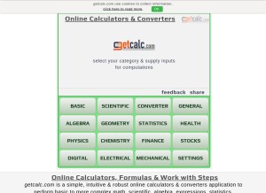 How getcalc.com looks like on a tablet such as an iPad.