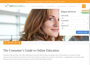 How geteducated.com looks like on a tablet such as an iPad.