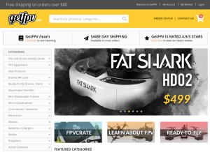 How getfpv.com looks like on a tablet such as an iPad.
