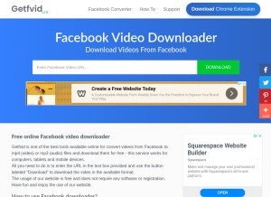 How getfvid.com looks like on a tablet such as an iPad.