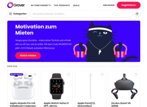 How getgrover.com looks like on a tablet such as an iPad.