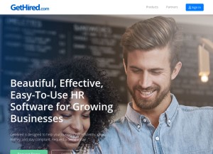 How gethired.com looks like on a tablet such as an iPad.