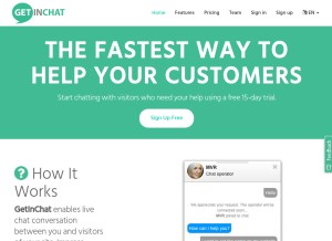 How getinchat.com looks like on a tablet such as an iPad.