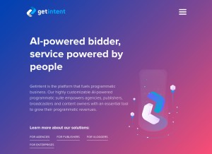 How getintent.com looks like on a tablet such as an iPad.