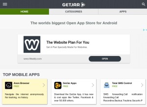 How getjar.com looks like on a tablet such as an iPad.