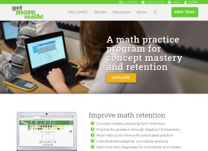 How getmoremath.com looks like on a tablet such as an iPad.