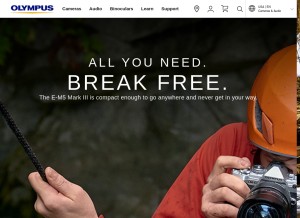 How getolympus.com looks like on a tablet such as an iPad.