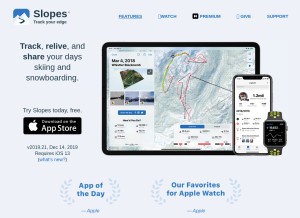 How getslopes.com looks like on a tablet such as an iPad.