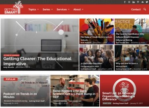 How gettingsmart.com looks like on a tablet such as an iPad.