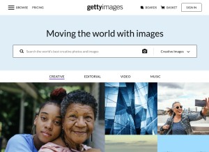 How gettyimages.ae looks like on a tablet such as an iPad.