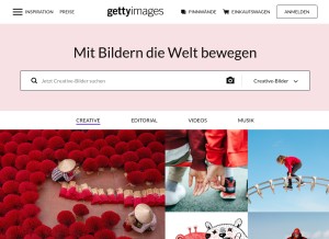 How gettyimages.at looks like on a tablet such as an iPad.