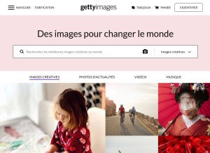 How gettyimages.com looks like on a tablet such as an iPad.