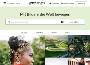 How gettyimages.de looks like on a tablet such as an iPad.