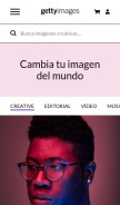 How gettyimages.es looks like on a mobile device such as an iPhone.