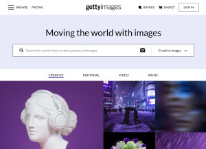 How gettyimages.no looks like on a tablet such as an iPad.