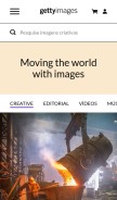 How gettyimages.pt looks like on a mobile device such as an iPhone.