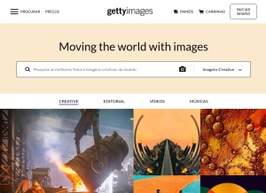 How gettyimages.pt looks like on a tablet such as an iPad.