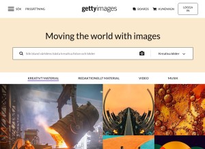 How gettyimages.se looks like on a tablet such as an iPad.