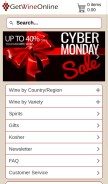 How getwineonline.com looks like on a mobile device such as an iPhone.