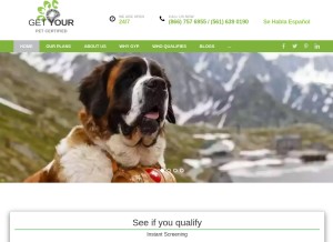 How getyourpetcertified.org looks like on a tablet such as an iPad.