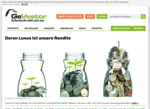 How gevestor.de looks like on a tablet such as an iPad.