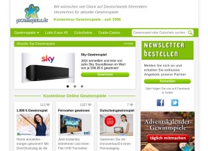 How gewinnspiele.de looks like on a tablet such as an iPad.