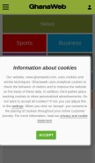 How ghanaweb.com looks like on a mobile device such as an iPhone.