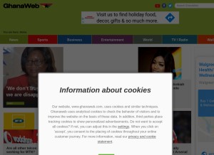 How ghanaweb.com looks like on a tablet such as an iPad.